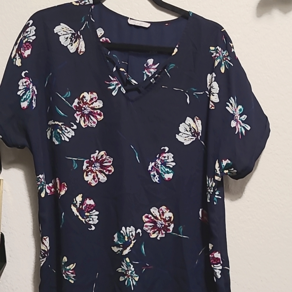 Dark Blue flowery Top
